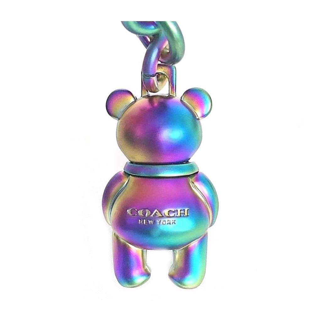 NWT! Coach Iridescent Teddy Bear Purse Charm Fob - Picture 2 of 4